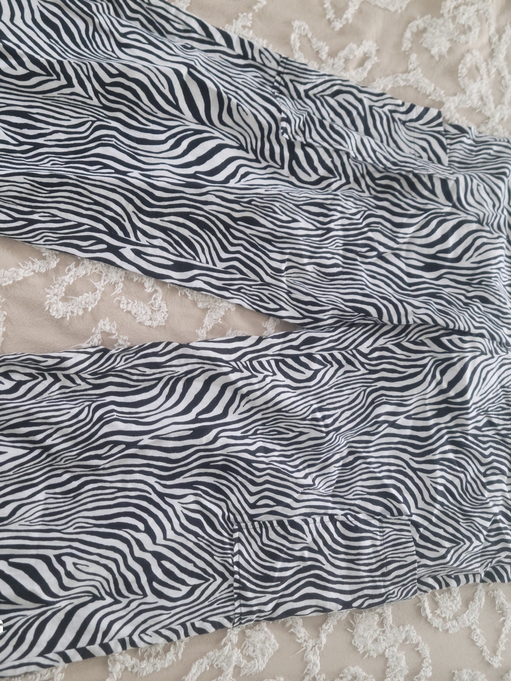 Zebra Print Wide-Leg Pants - Black & White